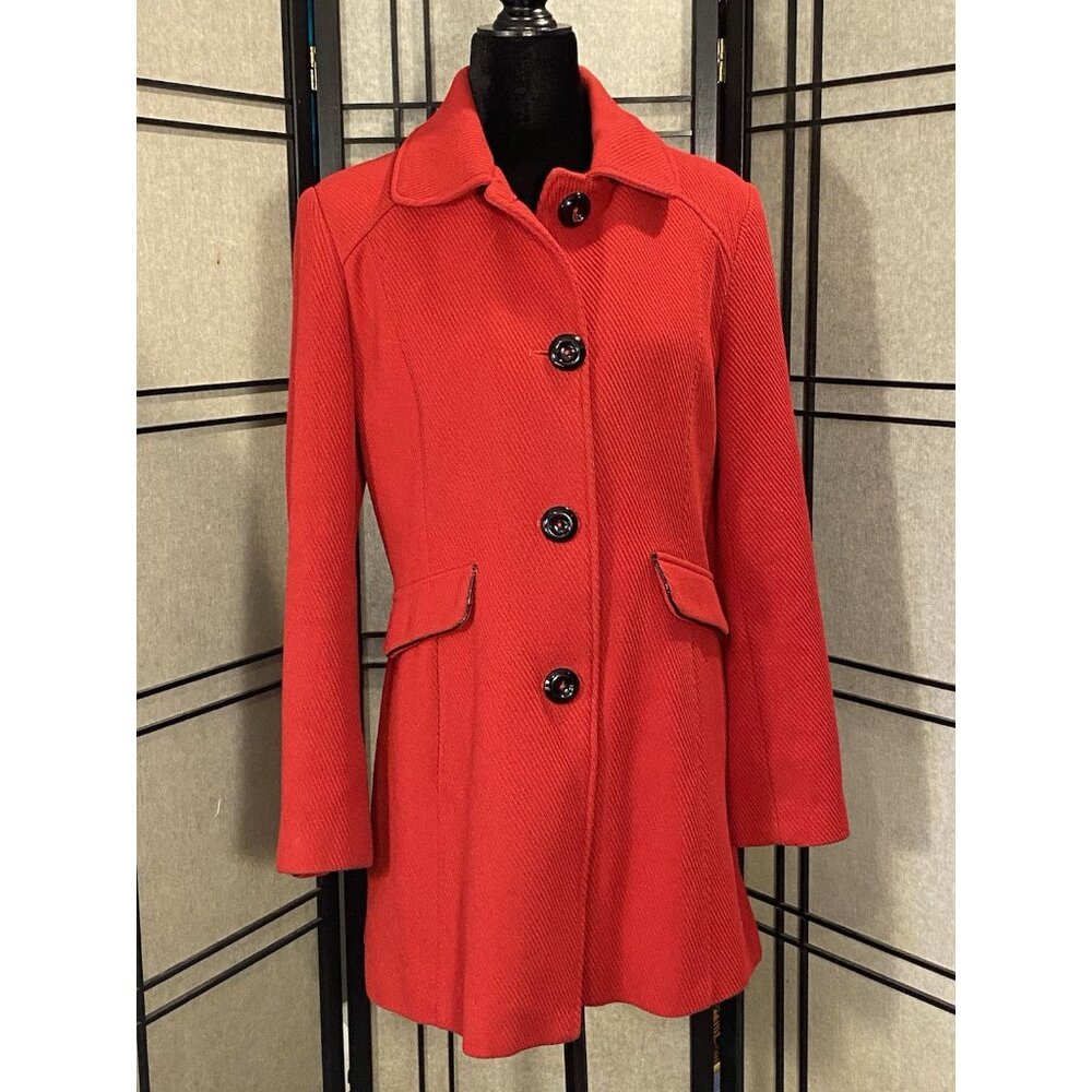 American Rag Women’s Wool Button Pea Coat Jacket Size L RED